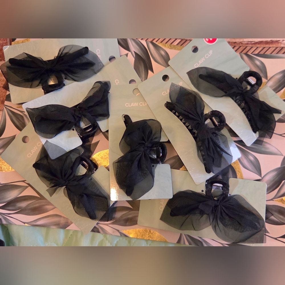 Black Bow Hair Claw Clip Bundle - Pack of 6